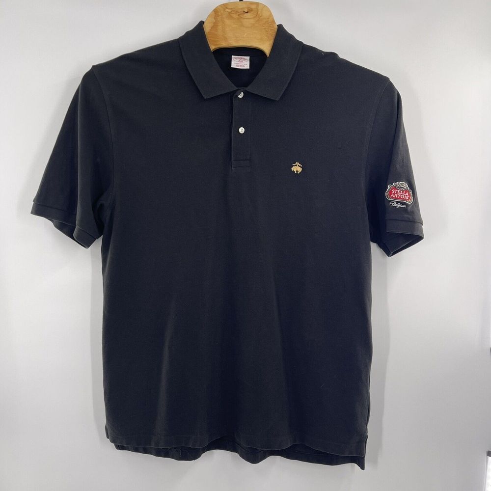 Brooks Brothers 346 Polo Shirt Mens Large XL‎ Black Original Fit Stella Artois